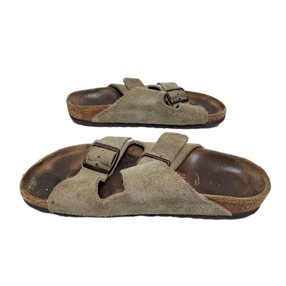 Birkenstock Arizona Women's Size 7 38 Soft Footbed Suede Leather Sandals Taupe - Picture 2 of 8